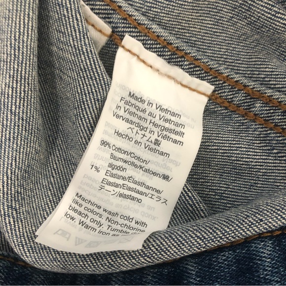 J. Crew Mercantile Denim Blue Jean Trucker Jacket Stretch Dark Pre wash SZ M - Picture 13 of 15